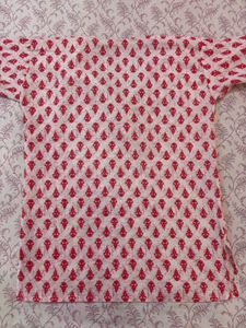 Red &amp; White Printed Kurta