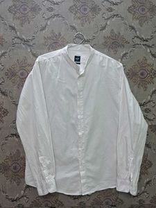 Men's White Band Collar Shirt 🤍