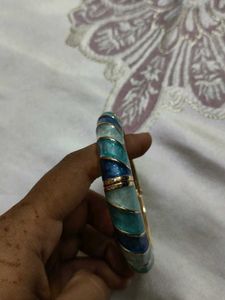 Blue &amp; Teal Enamel Bangle Bracelet