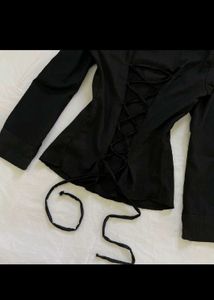 Black Lace-Up Top
