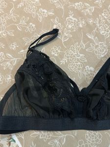 Sheer Black Lacy Bralette- 34 B