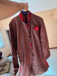 Men's Maroon Ethnic Jacket