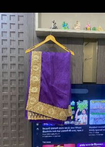 Purple Saree with Golden Border