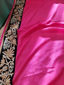 Embroidered Teal and Pink Saree
