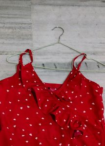 Red Heart Print One Piece Dress