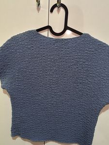 ZARA Textured Blue Top