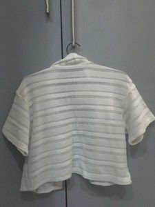 Women's White Knitted Shrug/Cardigan/Shirt