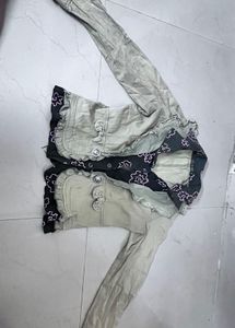 Stylist woman Jacket with Embroidered Floral Print