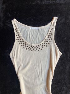 y2k Studded Cream Tank Top