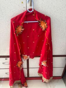 Vibrant Red Kurta with Floral Embroidery