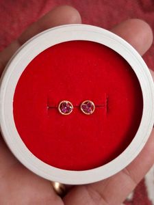 Gold & Ruby Stud Earrings