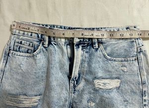 Blue Denim Distressed Shorts