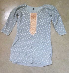 Light Blue Floral Print Kurta