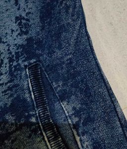 Trendy Denim Look Zip-Up Hoodie