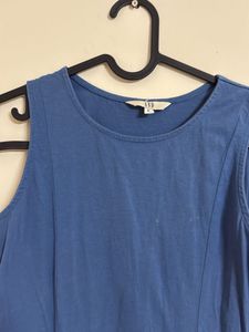 Blue Sleeveless Tiered Dress