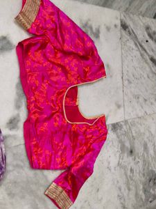 Vibrant Pink Brocade Blouse customised in botique