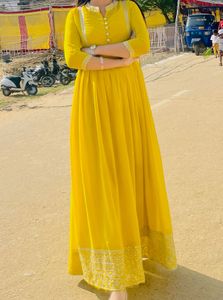 Elegant Yellow Ethnic Gown