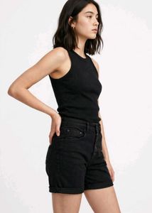 Black High-Waisted Denim Shorts