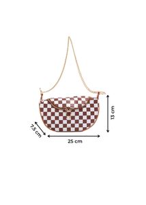 Iykyk Cheryl Classy Brown Chequered Sling Bag