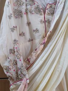 Elegant Cream Floral Anarkali
