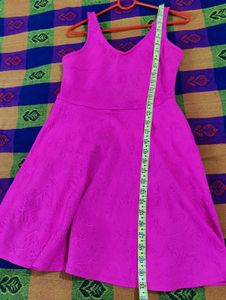 Vibrant Pink Textured Fit &amp; Flare Dress