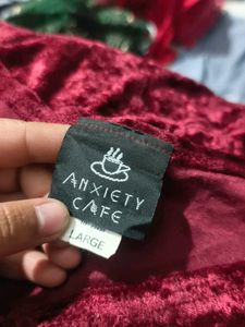 I. Burgundy Velvet Long Sleeve Top