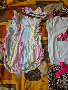 Baby Girl Rainbow Romper &amp; Headband Set