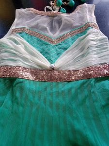 Stunning Teal Ethnic Gown with Sequins