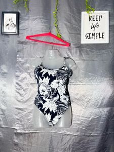 Monokini Swimsuit with Tropical Print