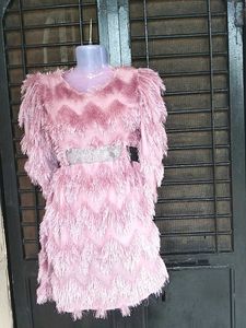 🌷Pink Fluffy Zigzag Dress🌷