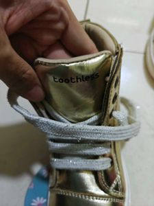 Shiny Gold High-Top &amp; Pink Sneakers