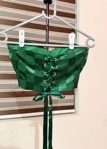 Green Checkered Corset Top