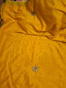 Yellow Embroidered Silk Saree