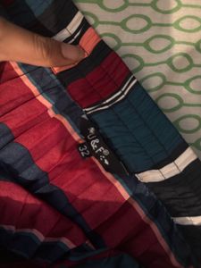 Pleated Striped Mini Skirt