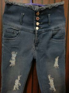 Distressed High-Waist Jeans (Pair)