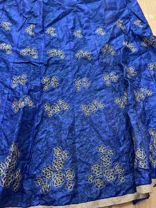 Blue &amp; Gold Patterned Lehenga