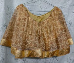 Elegant Gold Print Cape Top