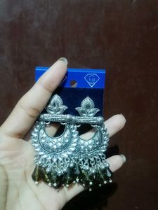 Elegant Ethnic Silver Jhumka Earrings