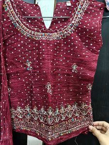 Maroon Embroidered Rajasthani Lehenga Set