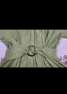 Chic Green Shirt Dress with Belt