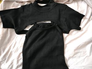 Korean 2 Piece Black Dress