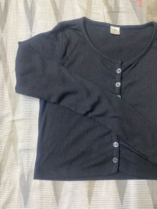 Ribbed Button-Up Crop Top