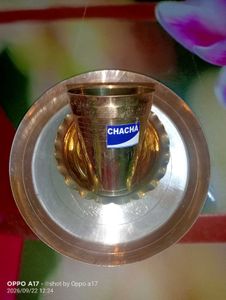 Brass Pooja Thali Set with cotton saree