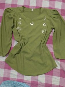 Embellished Green Kurta