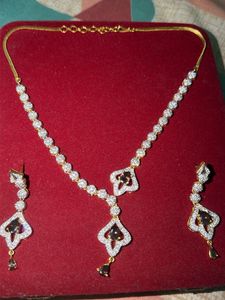 Elegant Diamond Necklace &amp; Earring Set