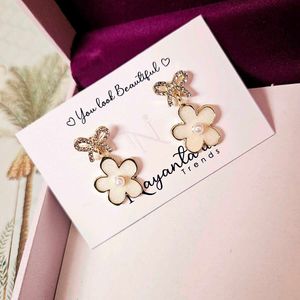 Pretty Floral Bow Earrings Fixed Price