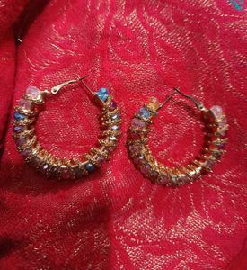 Colorful Beaded Hoop Earrings