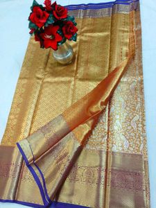 Luxurious Peacock Brocade Silk Saree