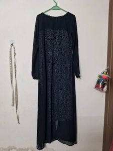 gown style kurti Elegant blue Dress attached shrug