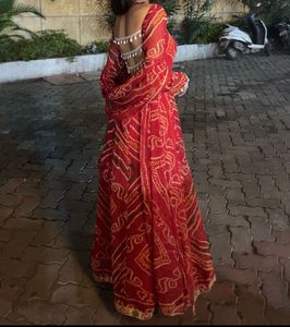 Elegant Red Bandhani anarkali